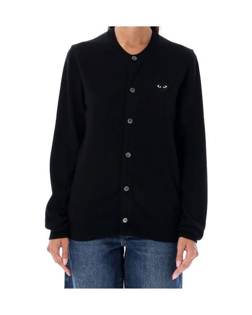 COMME DES GARÇONS PLAY Blue Comme Des Garçons Play Heart Patch Crewneck Cardigan for men