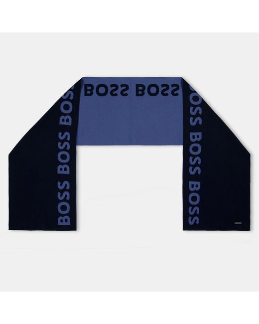Boss Blue Two-Tone Knit Beanie for men