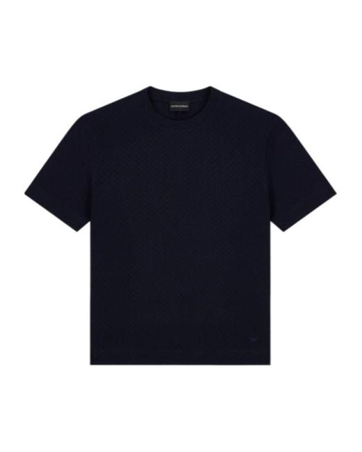 Emporio Armani Blue Jersey Jacquard T-Shirt for men
