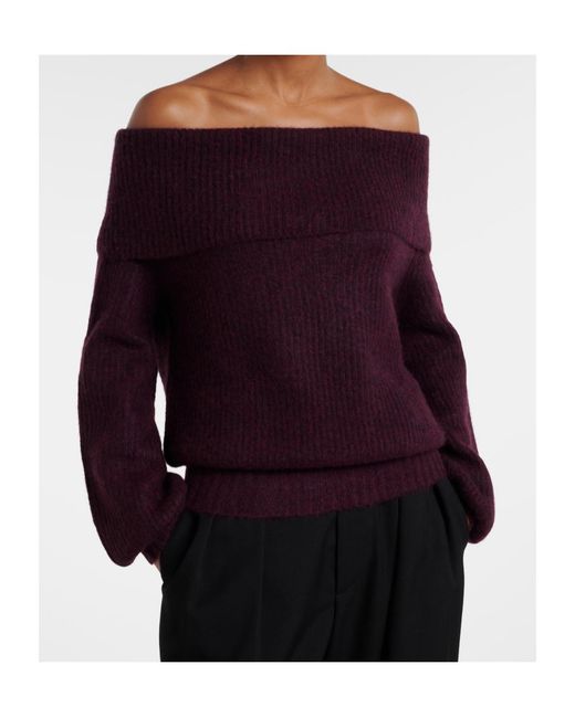 Jardin Des Orangers Purple Off-Shoulder Cashmere And Silk Sweater