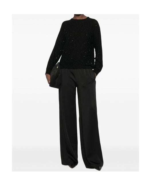 Fabiana Filippi Black Speckled Crew-Neck Knitted Sweater
