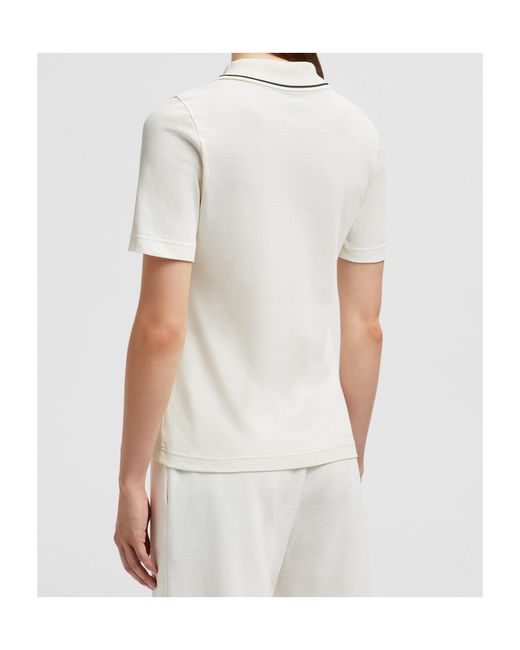 Moncler White Logo Patch Piquet Polo Shirt