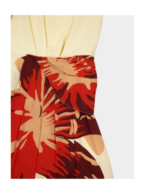 Johanna Ortiz Red Odyssey Floral-Print Midi Dress