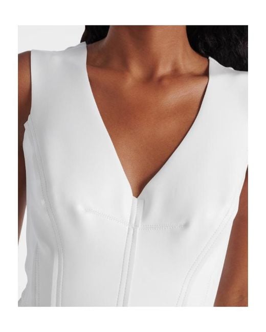 Norma Kamali White Grace Faux Leather Minidress