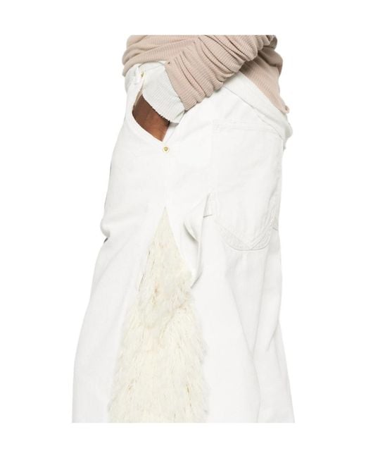 DARKPARK White Fringed Raw-Hem Jeans