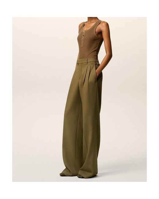 AMI Green Pleated Tab Pants