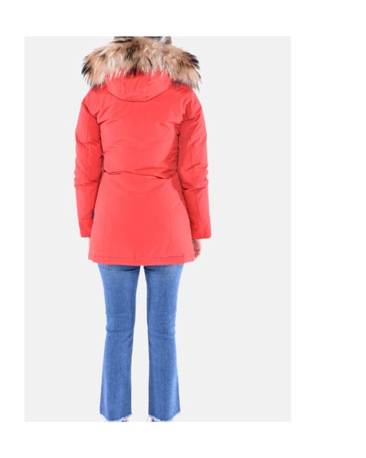 Woolrich Red Hooded Down Parka