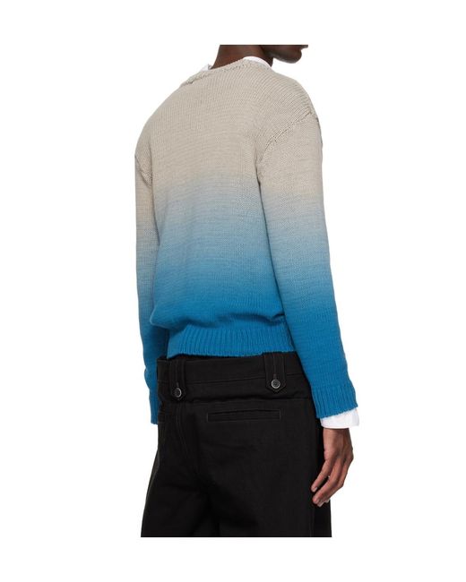 ANDERSSON BELL Blue Gradient Henley Collar Sweater for men