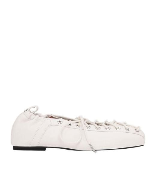 Ganni LaceUp Ballet Shoes in Natural Lyst — free download