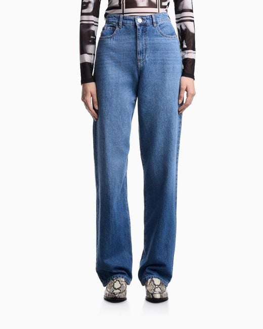 Emporio Armani Blue High-Waisted Straight Jeans