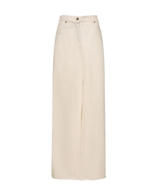 DARKPARK White Emma Cotton Denim Midi Skirt
