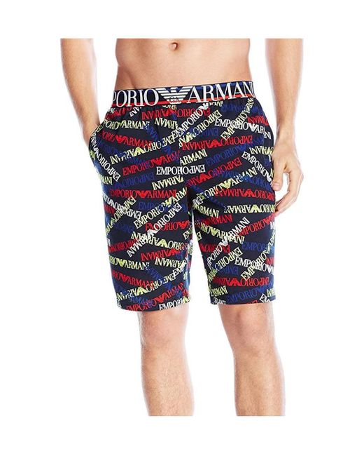 Emporio Armani Blue Pattern Printed Swimming Trunks for men