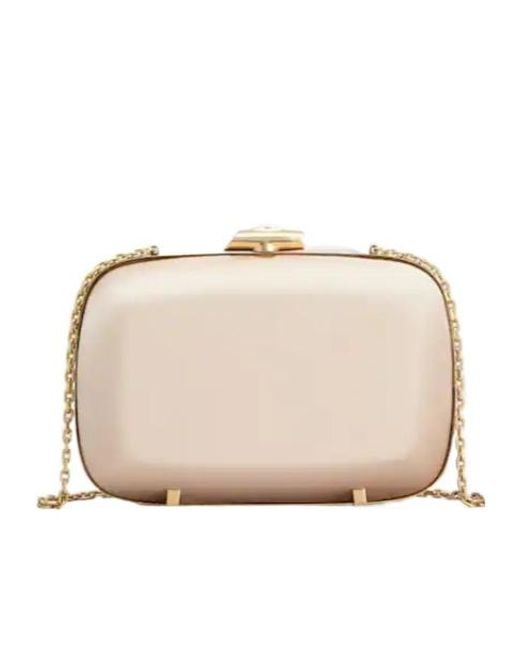 Roger Vivier Natural Pleated Satin Clutch Bag