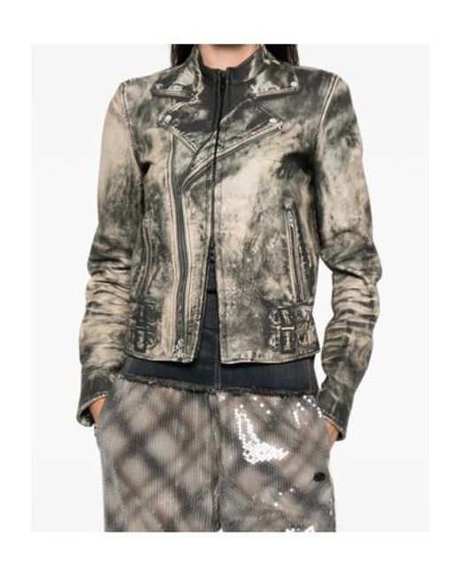 DIESEL Multicolor L-Uxure Zip-Fastening Leather Jacket