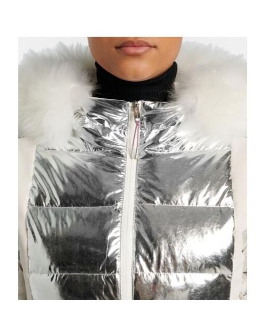 Yves Salomon White Solid-Color Ski Jacket