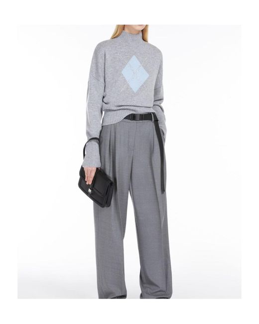 Max Mara Gray Studio High Neck Long-Sleeved Jumper