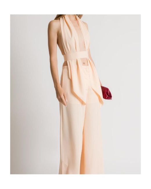 Alberta Ferretti Natural Draped Scarf-Effect Top