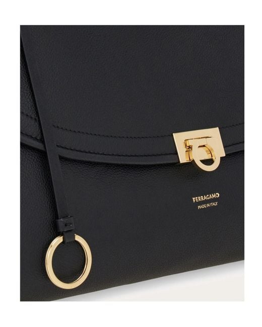 Ferragamo Black Gancini Handbag (L)