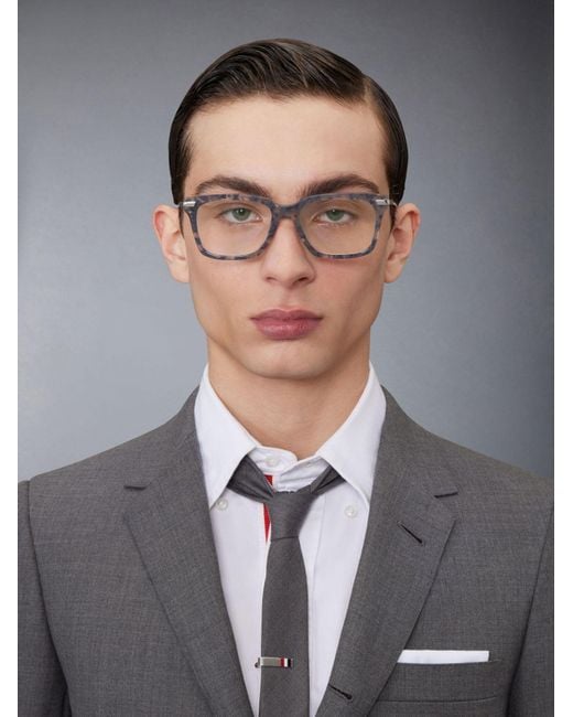Thom Browne White Eyewear Rectangular Frame Glasses for men