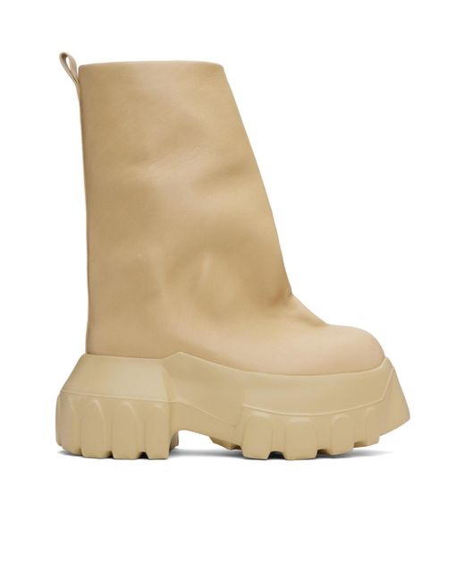 靴 Rick Owens Hollywood Flared Mega Tractor Rick Owens Men's Natural Hollywood Flared Mega Tractor Boots