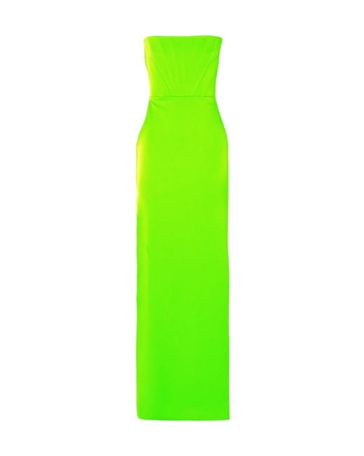 Alex Perry Green Strapless Fluorescent Satin Crepe Maxi Dress
