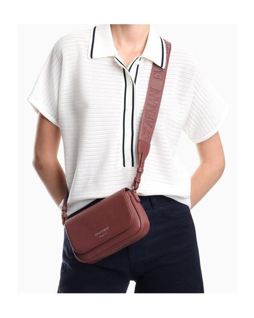 Emporio Armani Red Logo-Print Pebbled-Effect Shoulder Bag