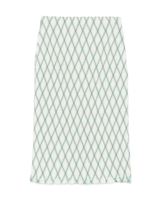 Prada White Cotton Skirt With Geometric Pattern