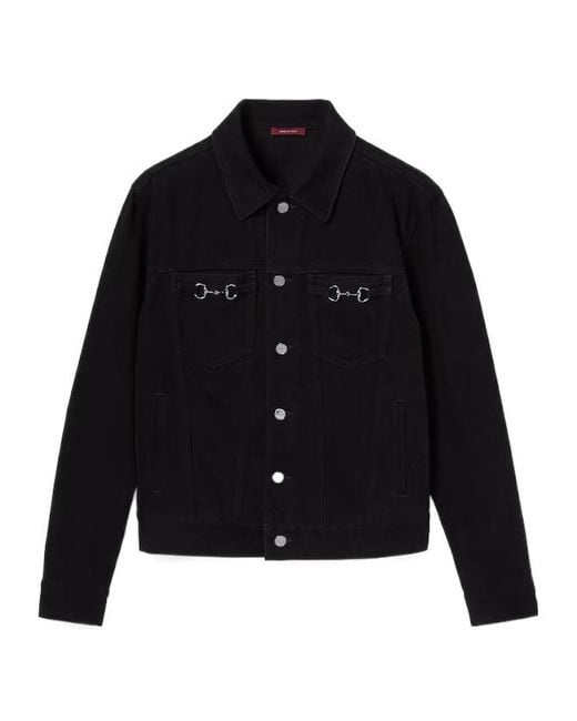 Gucci Blue Cotton Denim Jacket With Horsebit for men