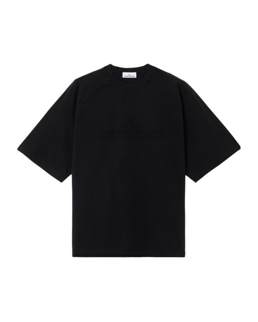 Stone Island Black Oversized-Fit Short-Sleeve T-Shirt With Logo Embroidery for men