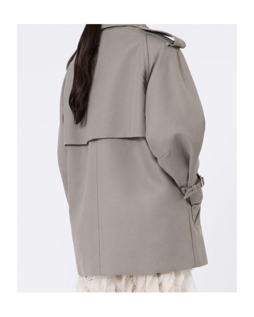 Max Mara Gray Double-Breasted Belted Coat