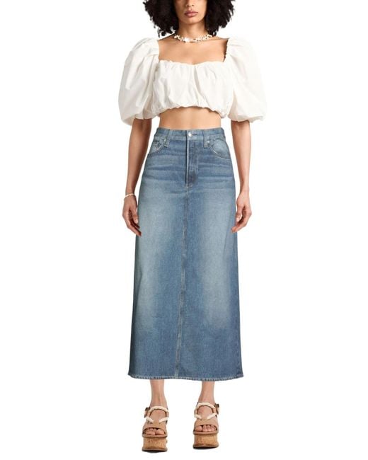 Rag & Bone Blue Denim Flare Skirt