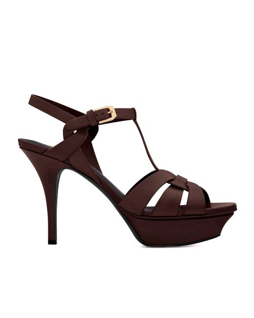 Saint Laurent Brown Tribute Platform Sandals