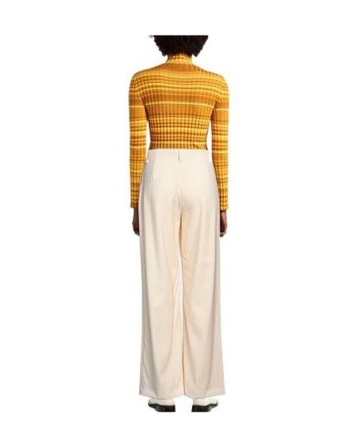 Weekend by Maxmara White Loose Solid Wool Trousers