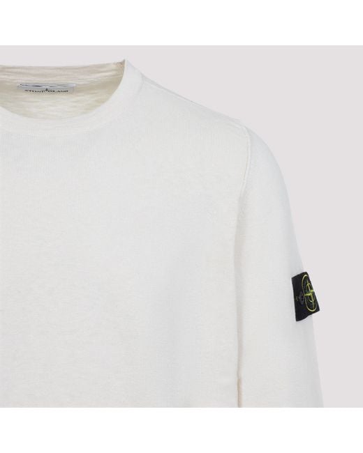 Stone Island White Logo Patch Crewneck Sweatshirt for men