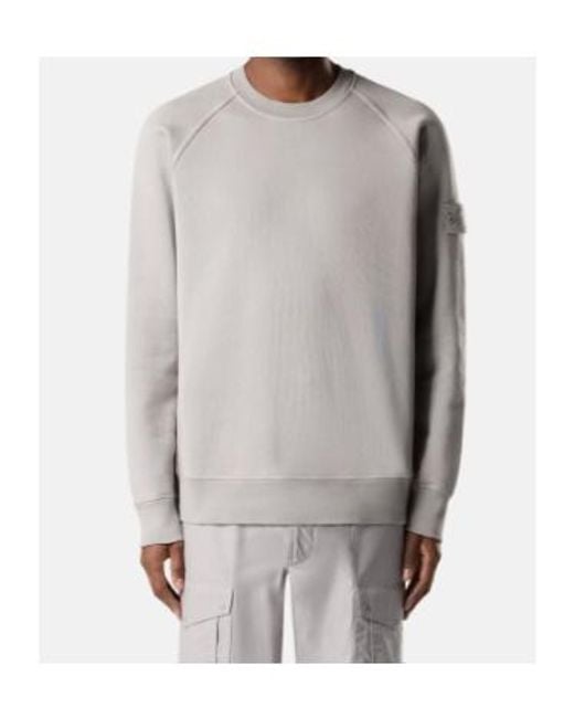 Stone Island Gray Logo Patch Crewneck Sweatshirt for men