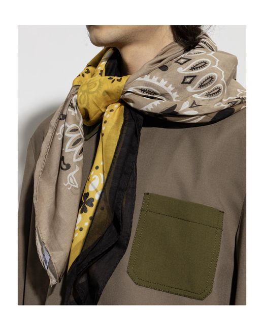 Moschino Yellow Logo Printed Scarf for men