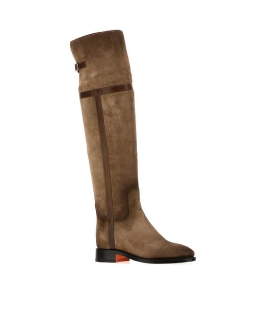 Santoni Brown Janelle Knee-High Boots