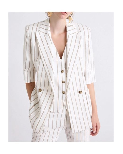 Marella White Striped Jacket