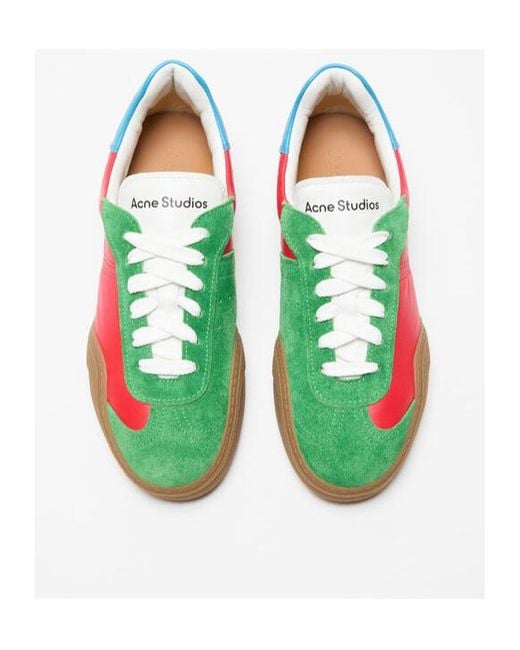 Acne Green Round Toe Lace-Up Sneakers for men