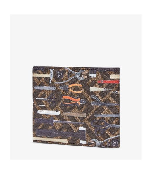 Fendi White Tools Printed Bi-Fold Wallet for men