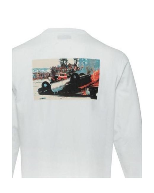 Palm Angels White Printed Long-Sleeved T-Shirt for men