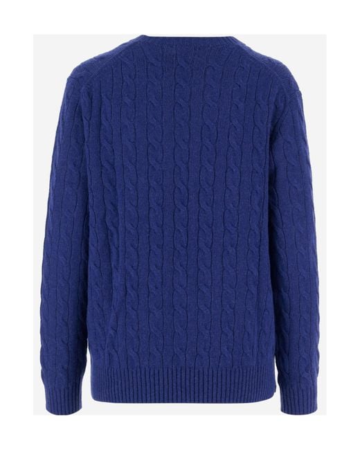 Polo Ralph Lauren Blue Logo-Embroidered Crewneck Jumper