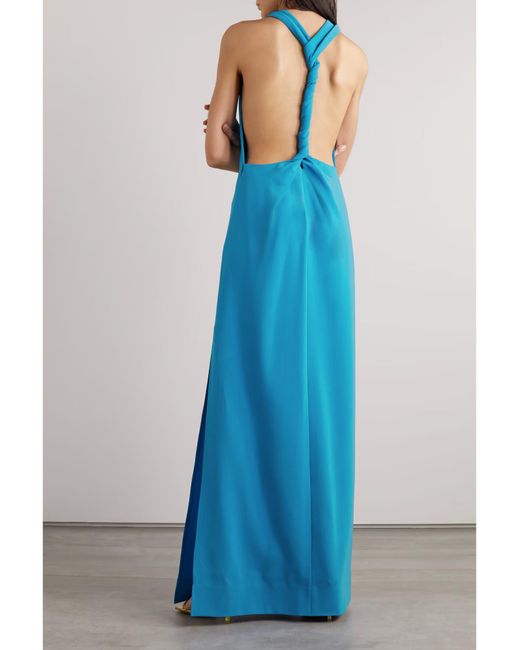 Proenza Schouler Blue Backless Pleated Dress