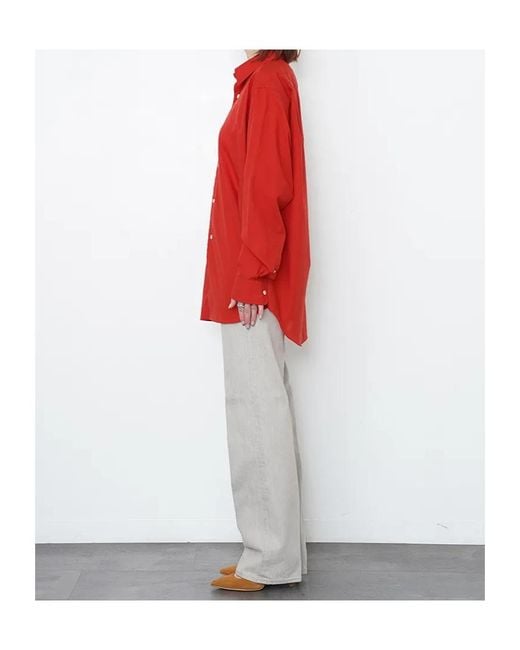Auralee Red Cotton Shirt