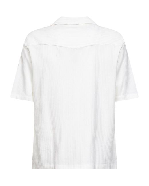 Brunello Cucinelli White Striped Straight Shirt for men