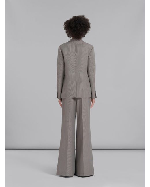 Marni Brown Houndstooth Checked Single-Breasted Jacket