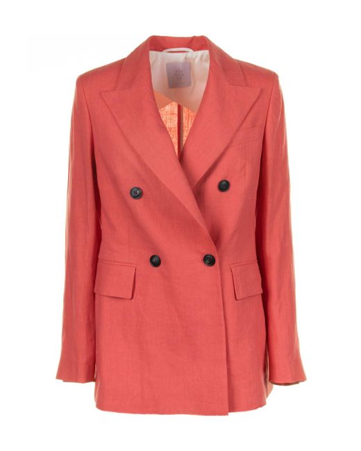Eleventy Red Double Breasted Long Sleeved Jacket
