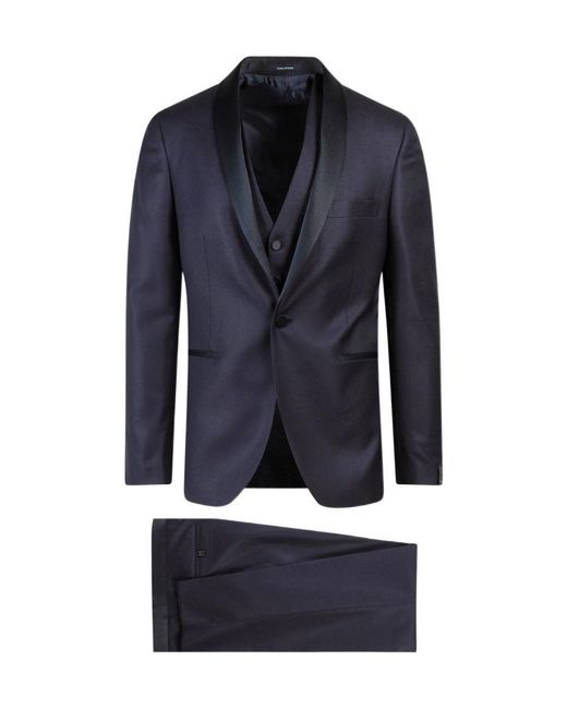 Tagliatore Blue Three-Piece Tailored Suit for men