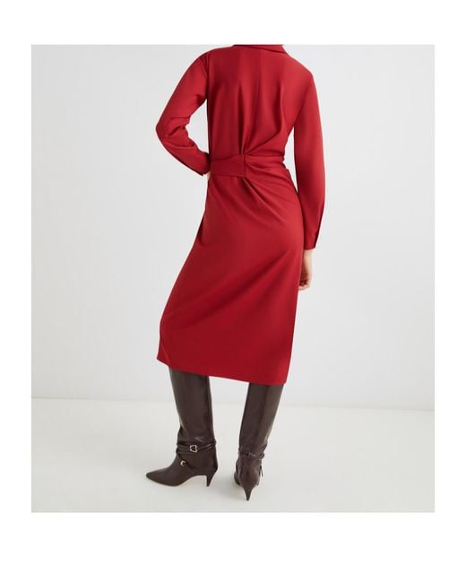Marella Red Shirt Dress With Side Buckle Detail