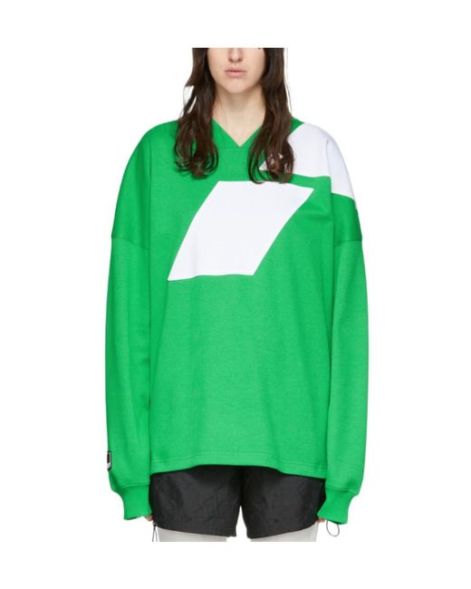 we11done Green V-Neck Long-Sleeved T-Shirt